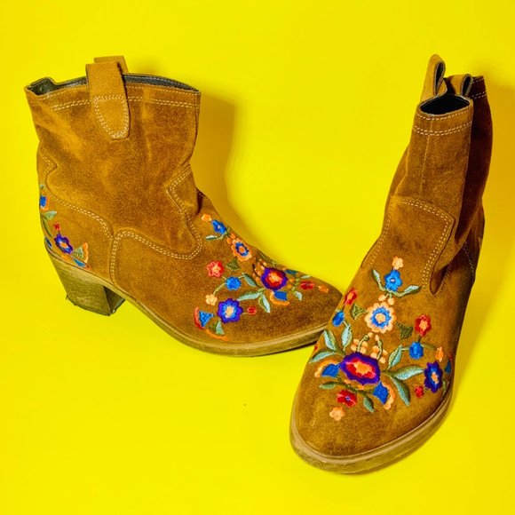 ALDO Suede Ankle Cowboy Boots - Picture 2 of 4